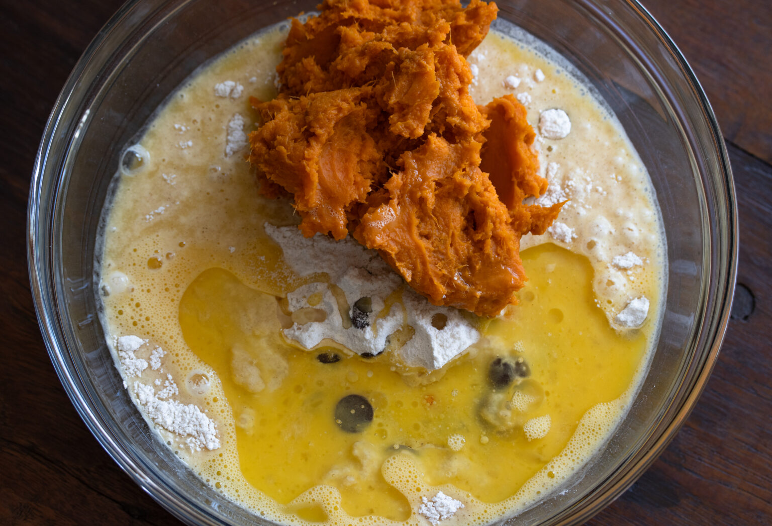 Wet and dry ingredients.