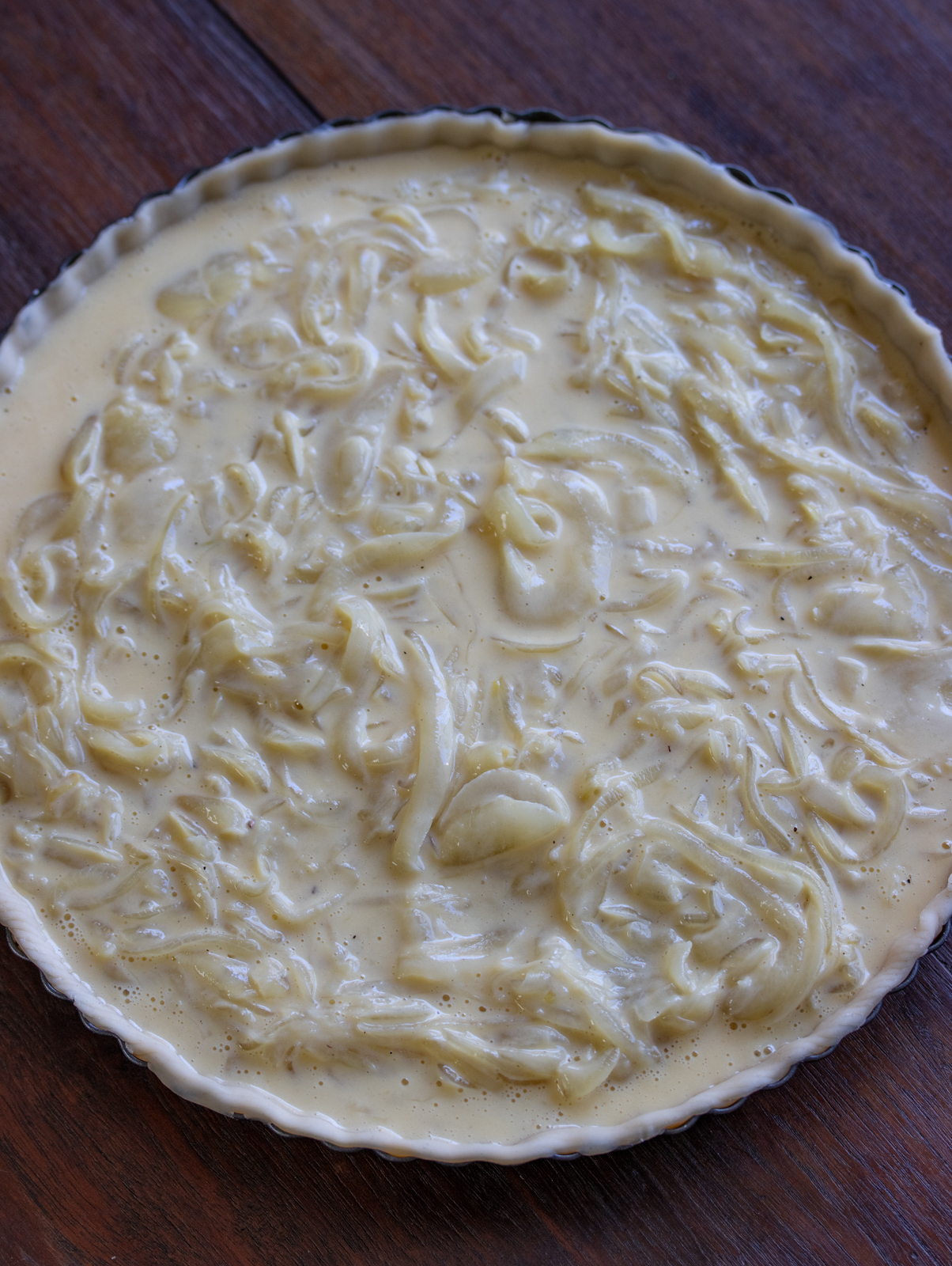 onion mixture ready to enter the oven