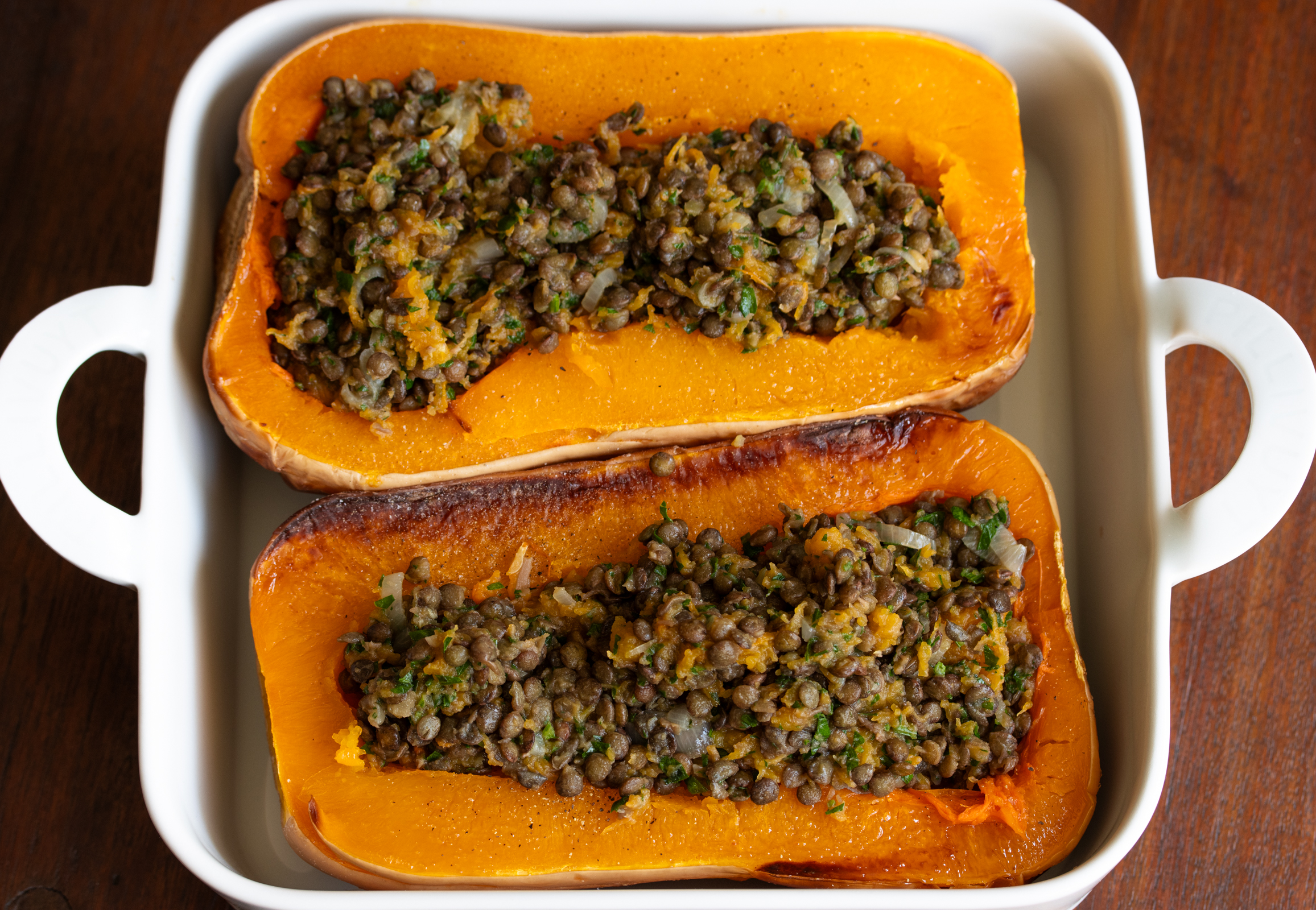 mixture stuffing the butternut squah