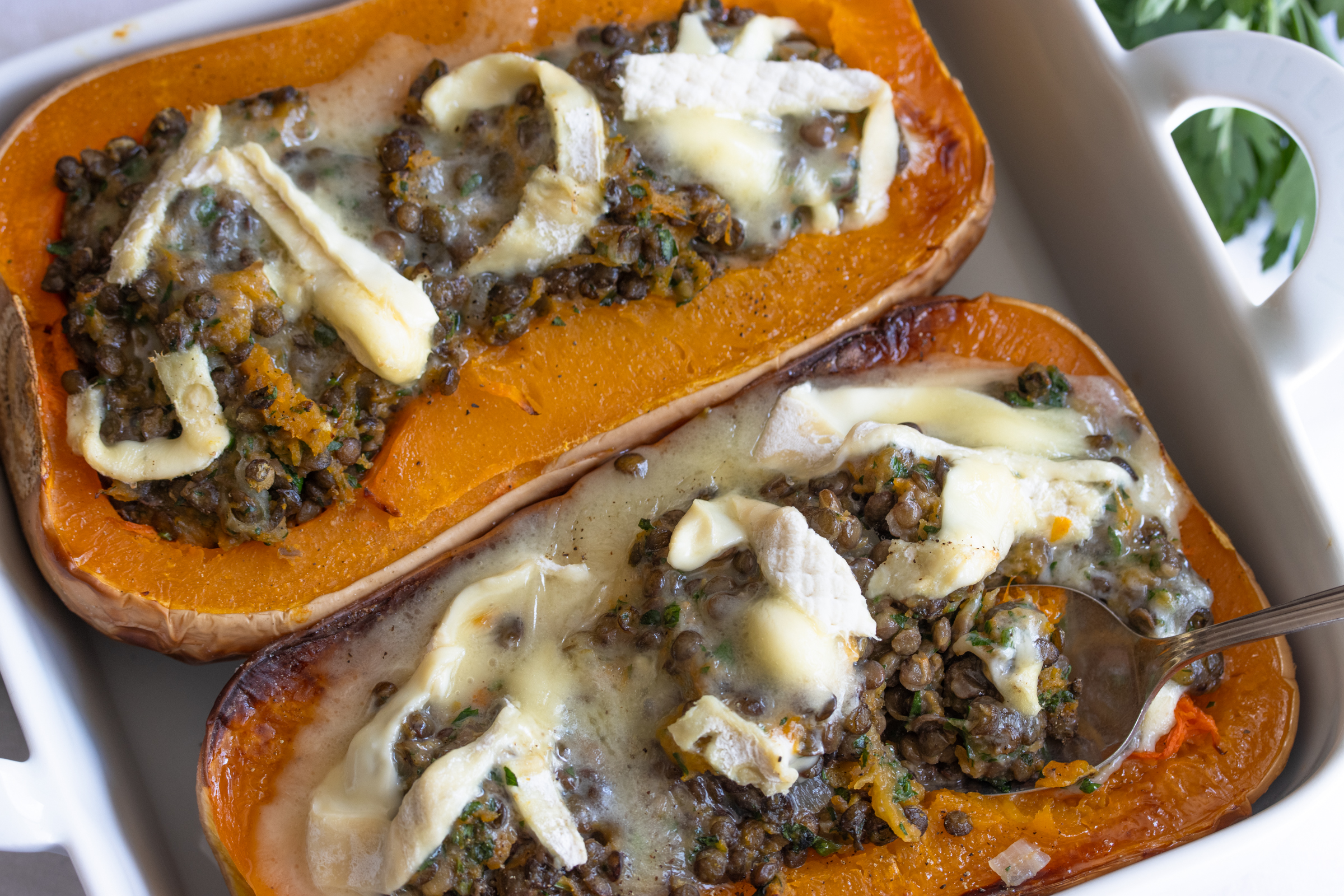 Stuffed Butternut Squash with cheese