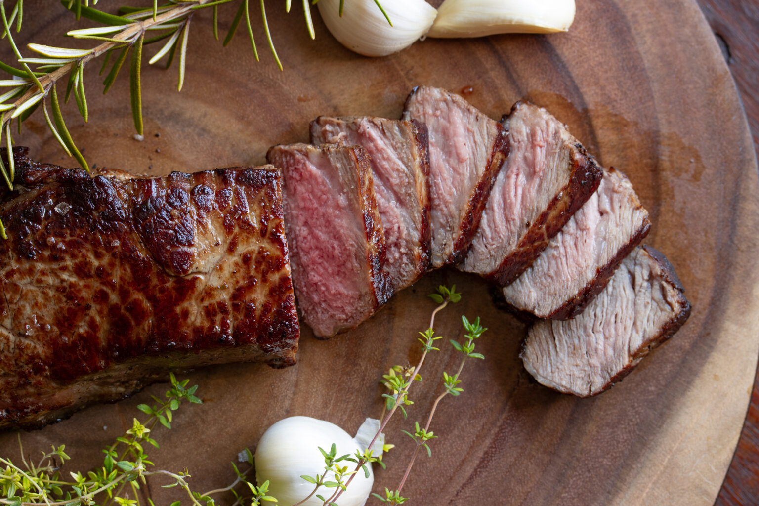 sliced pan seared steak