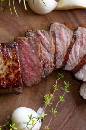 sliced pan seared steak