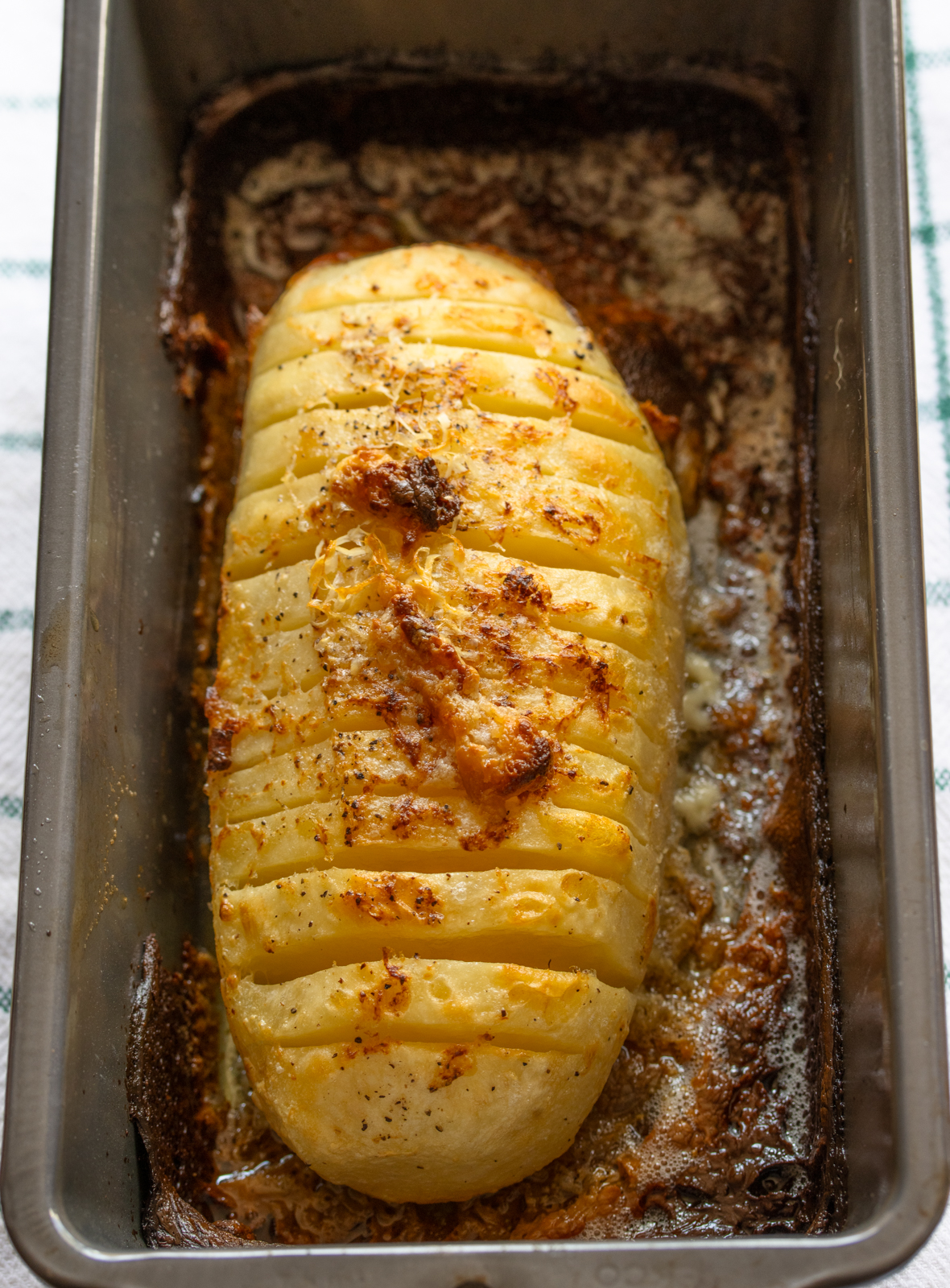 Potatoes Cooked In Milk  cooked and on the loaf pan