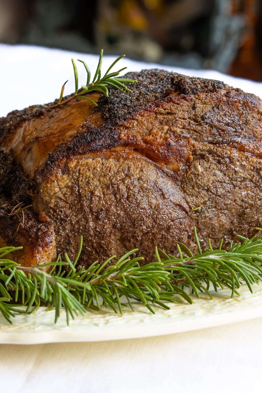 prime rib roast on a serving platter