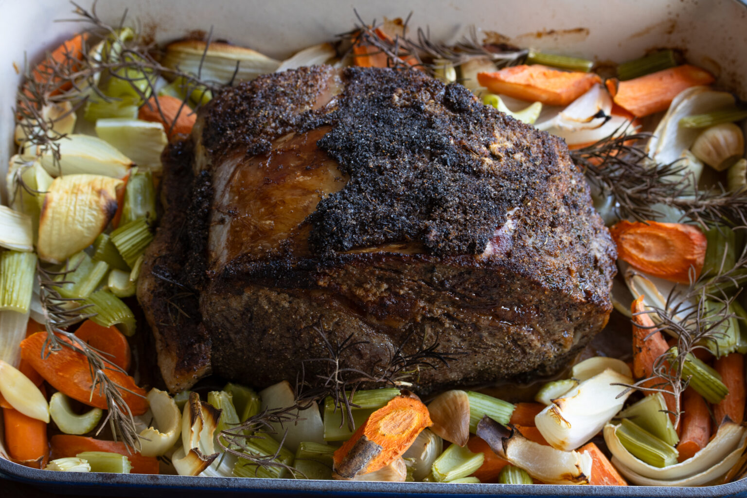 prime rib out of the oven