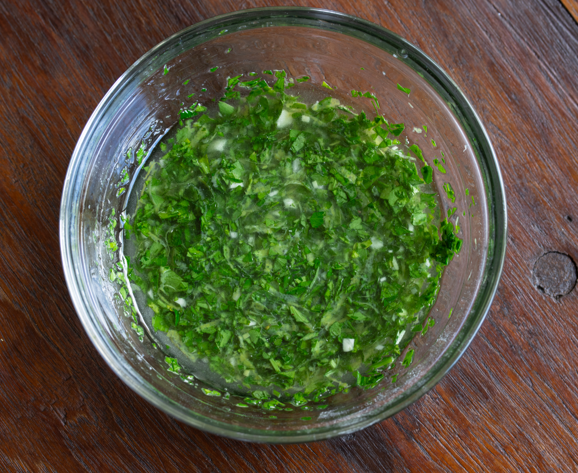 parsley, garlic, lemon zest and oil mixed well
