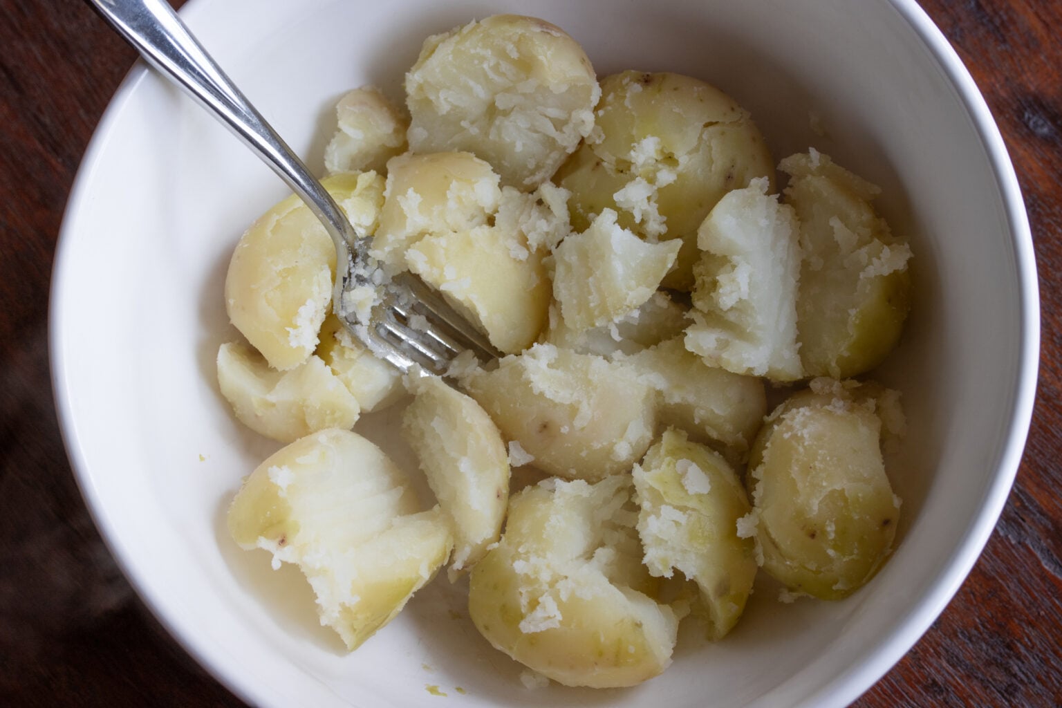 warm potato salad peeled