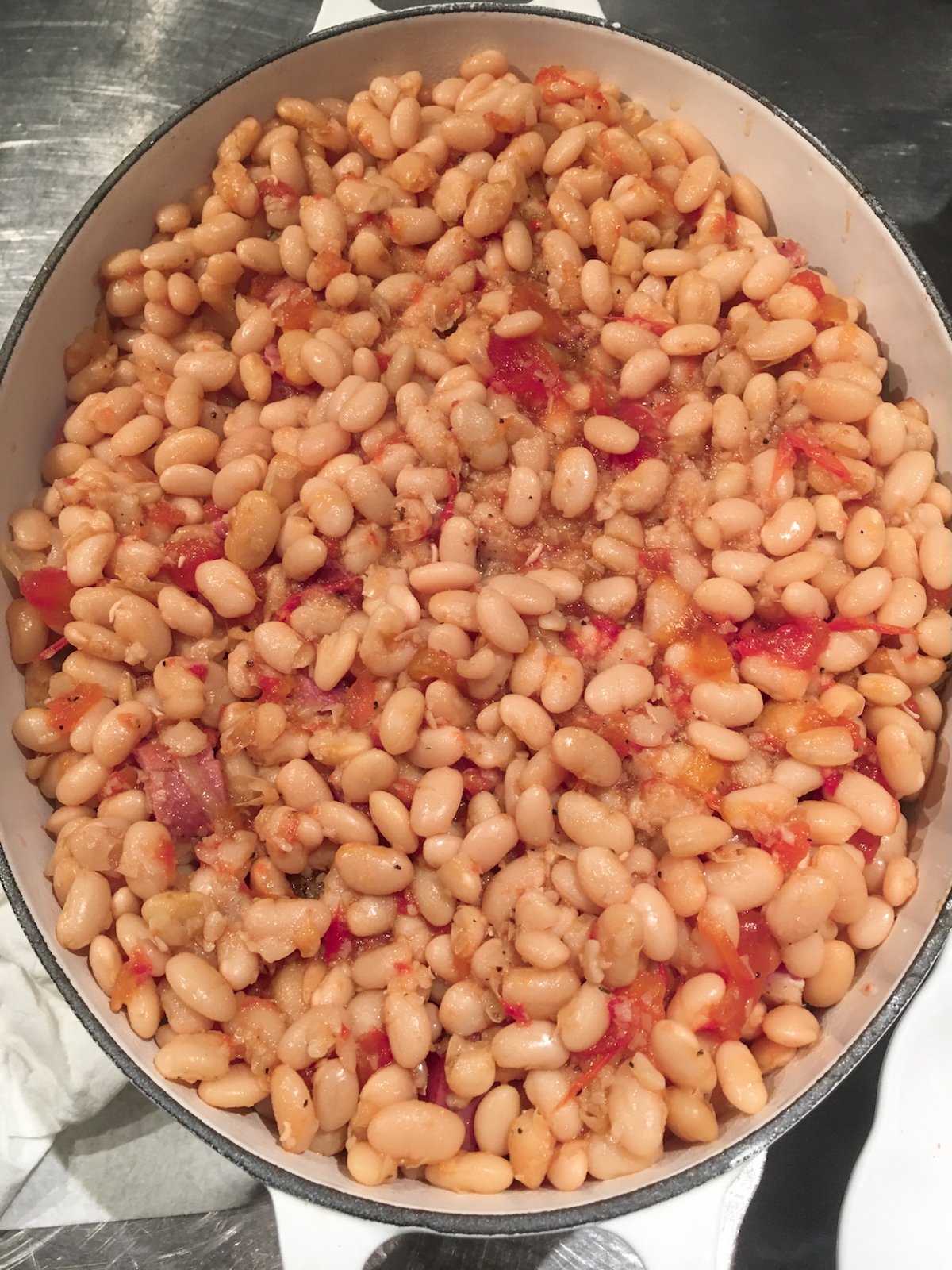 beans and all the meats transferred into an other Dutch oven