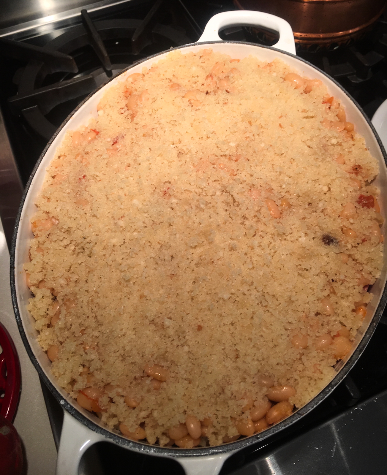 add bread crumbs to the beans