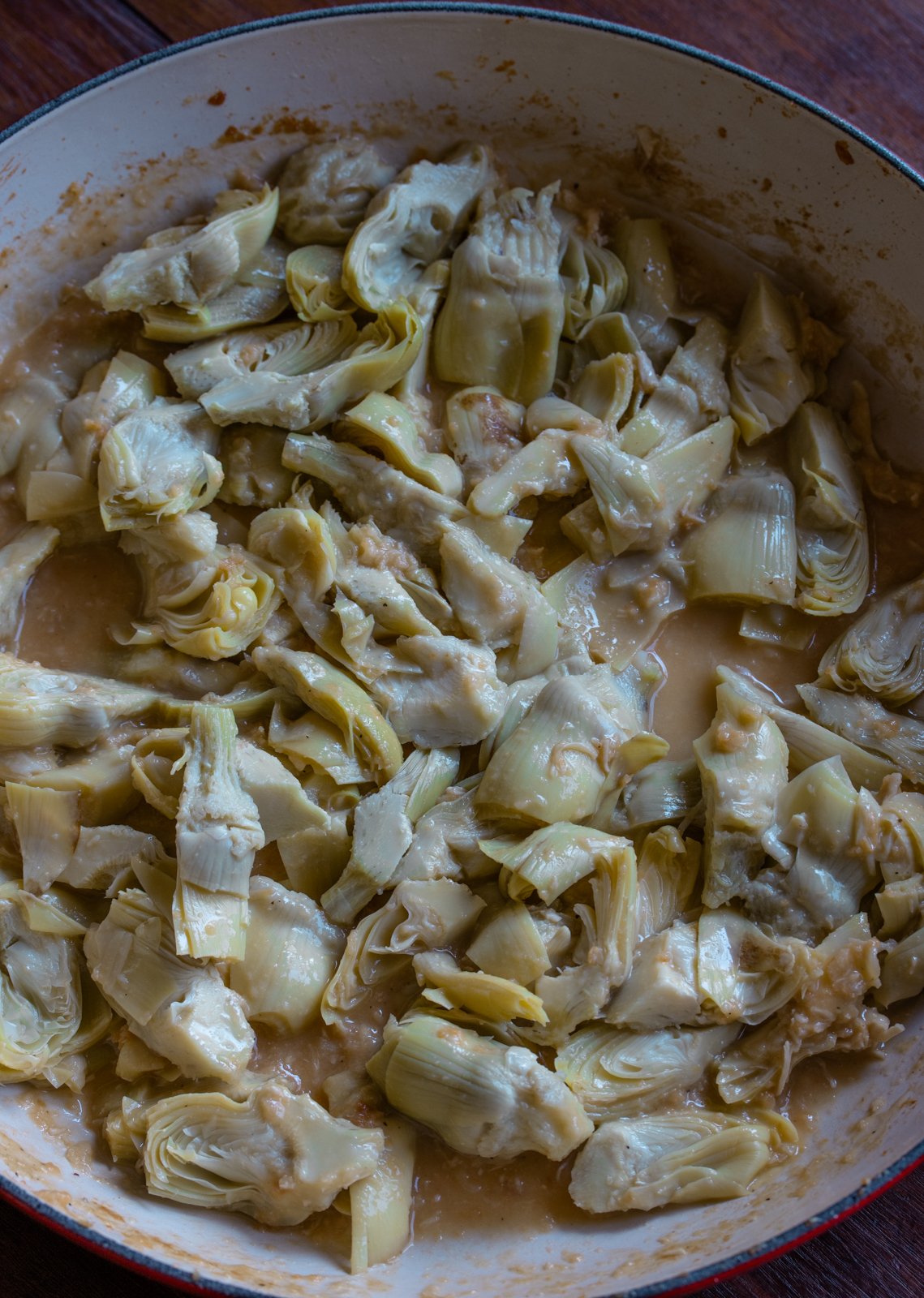 artichokes in the skillet