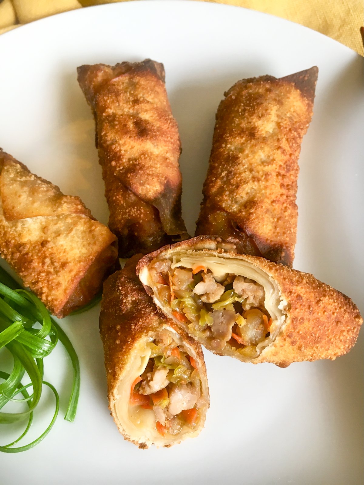 close up of finished egg rolls