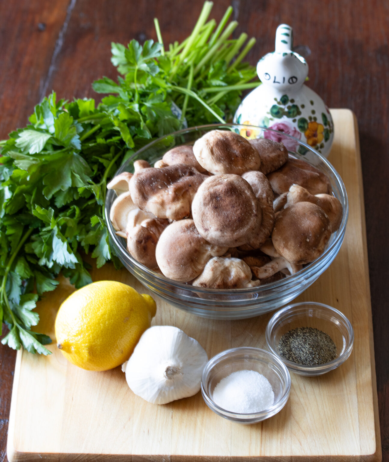 ingredients for garlic mushrooms