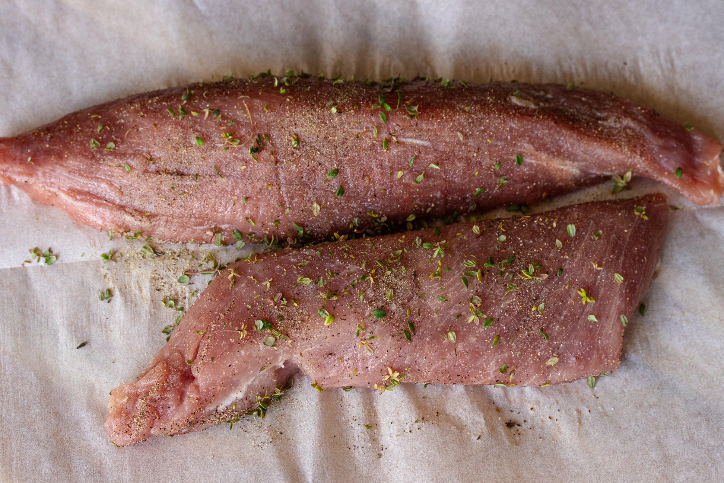Pork tenderloin seasoned.