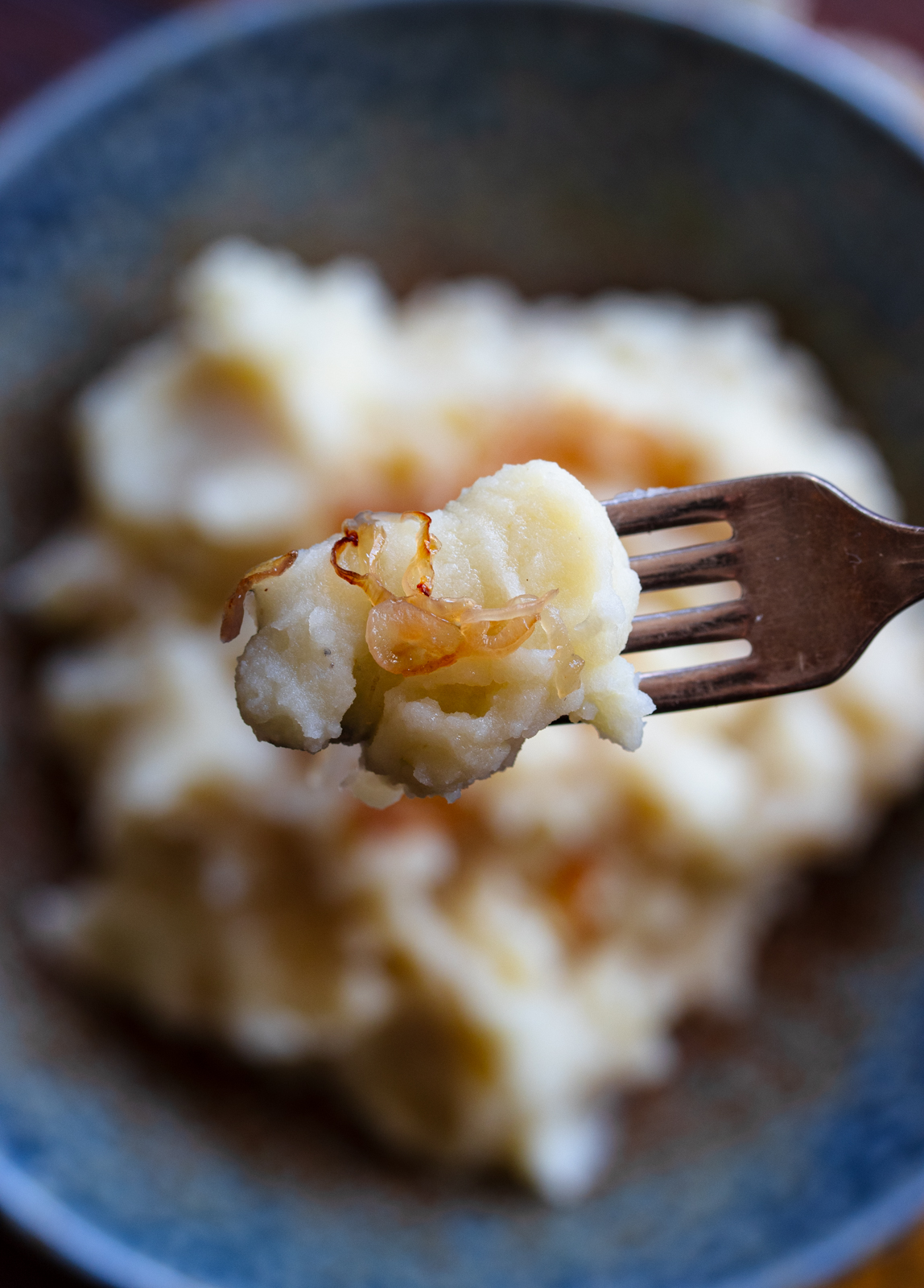 forkful of Buttermilk mashed potatoes
