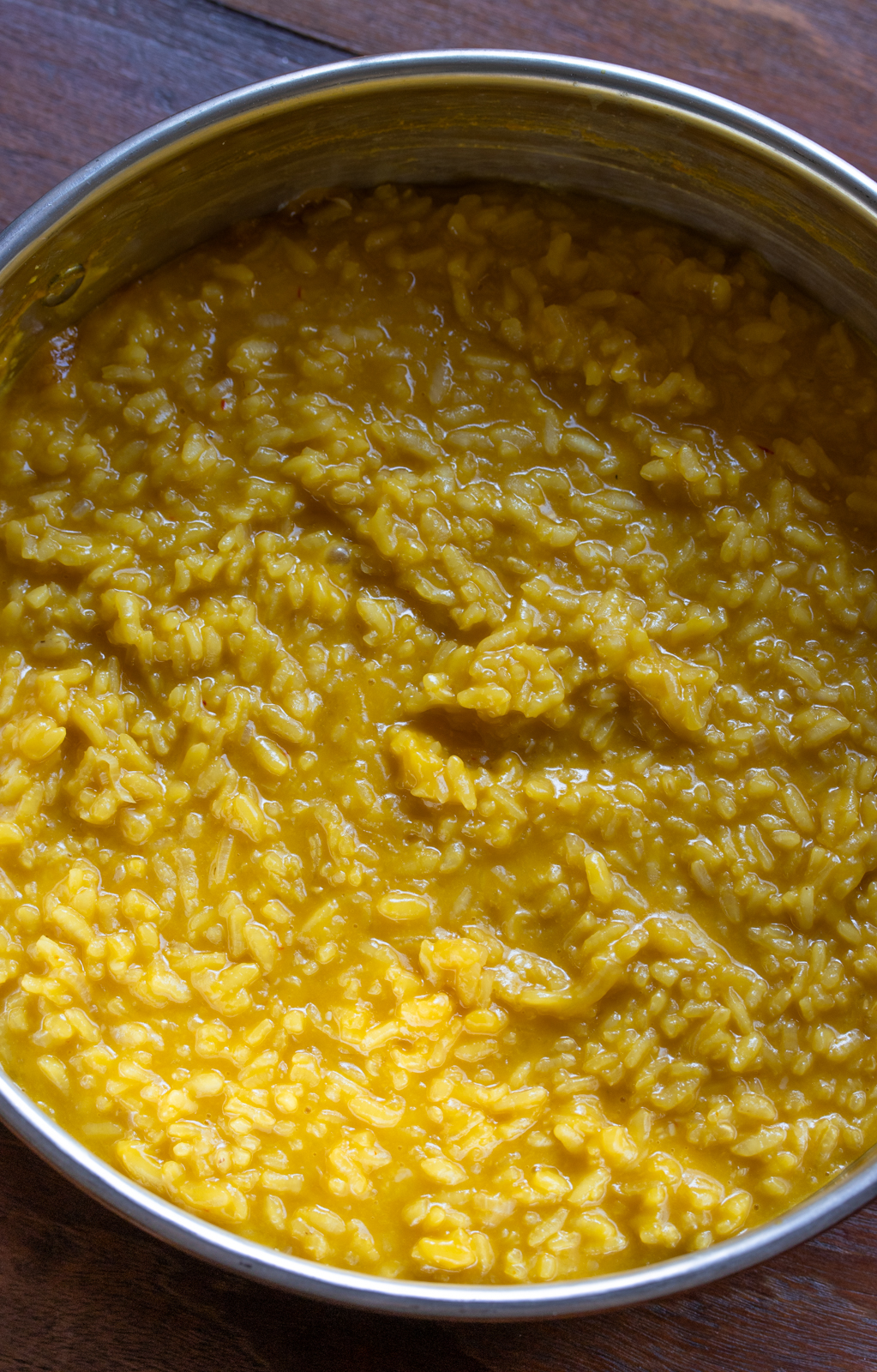 almost done cooking, saffrom rice at hte last stage of cooking