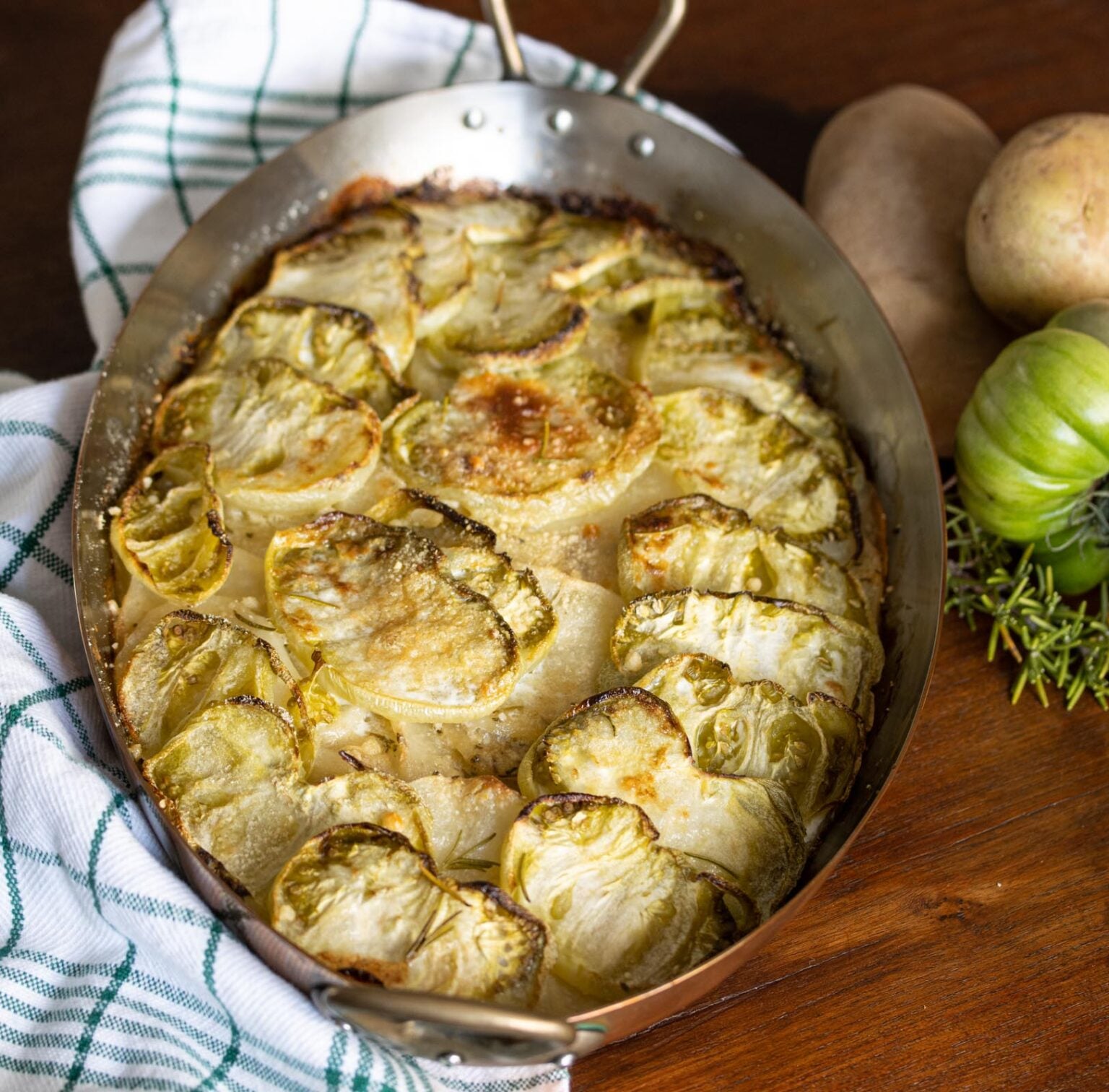 potato and green tomato gratin