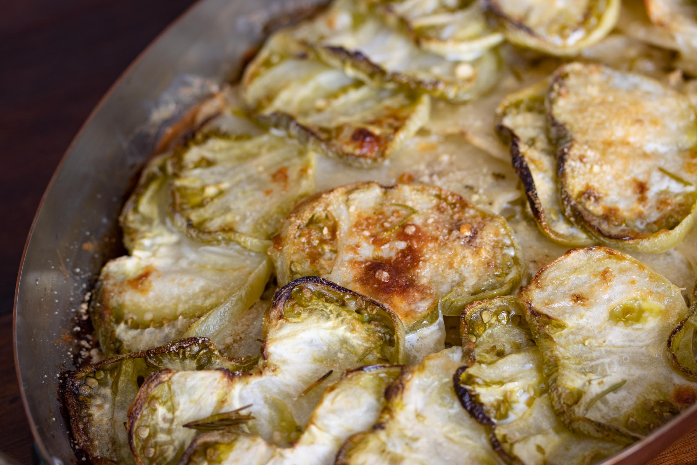 potato and green tomato gratin
