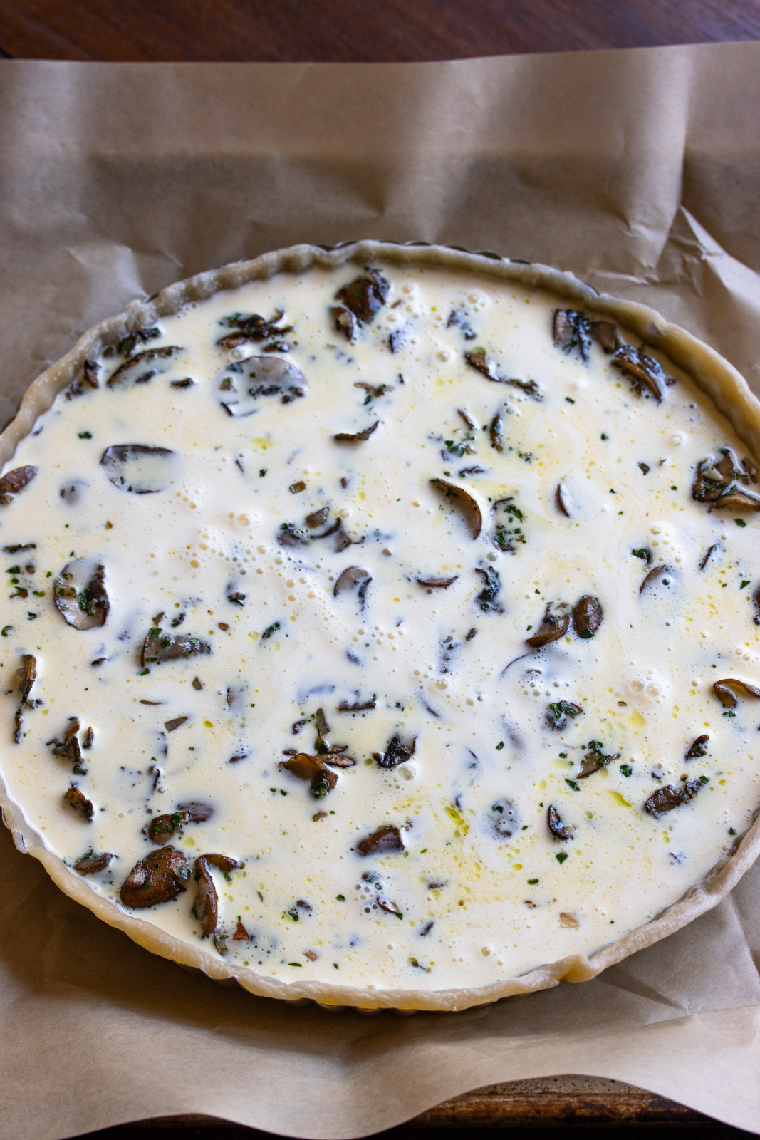 quiche ready to enter the oven