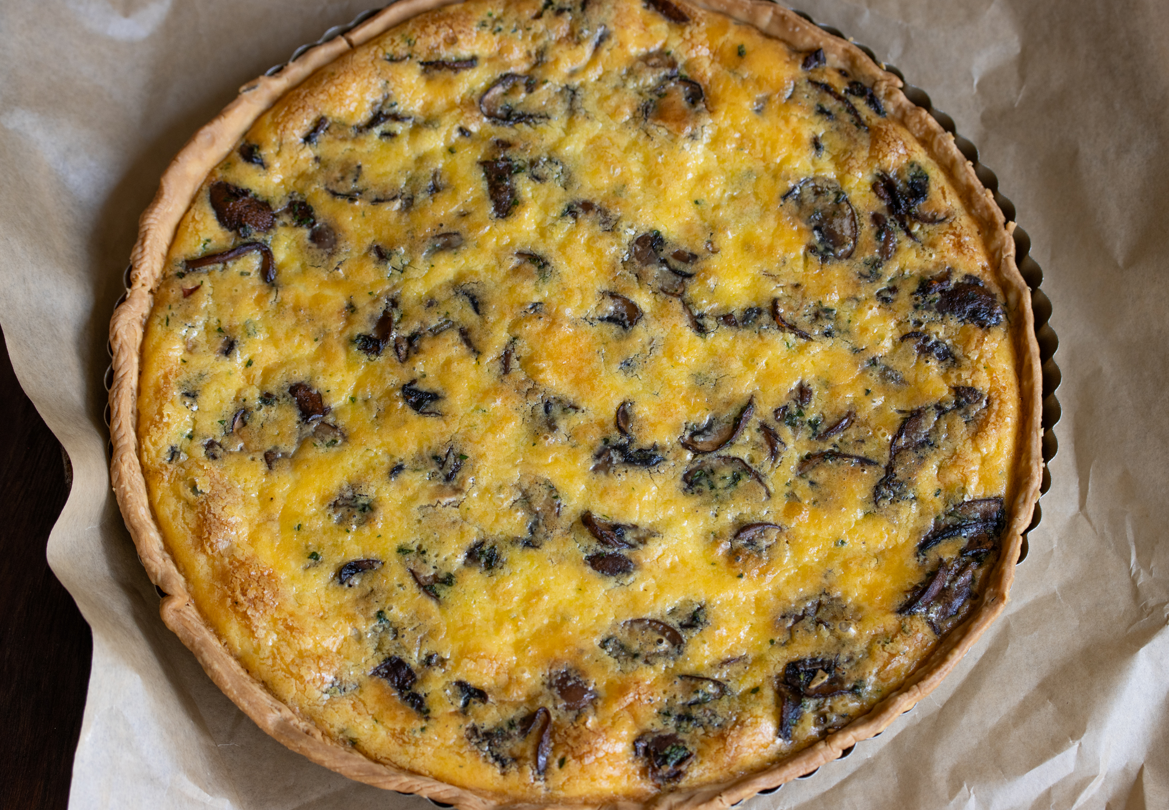 quiche out of the oven