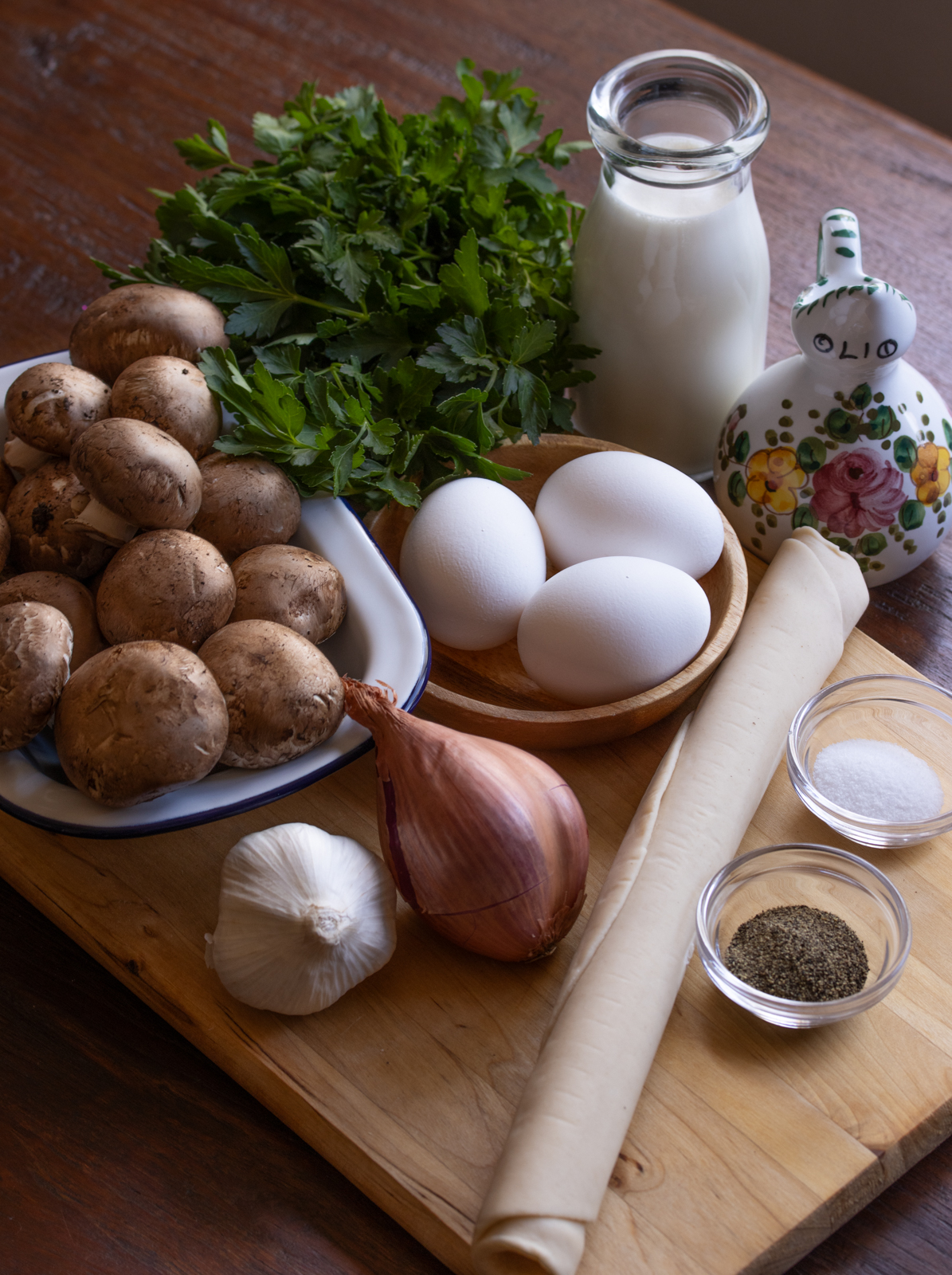 ingredients for mushroom quiche