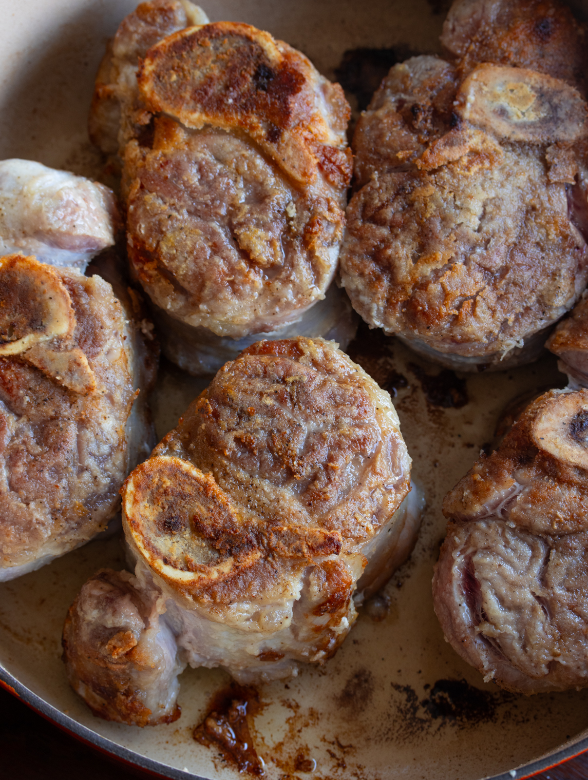 veal shanks seared on both side