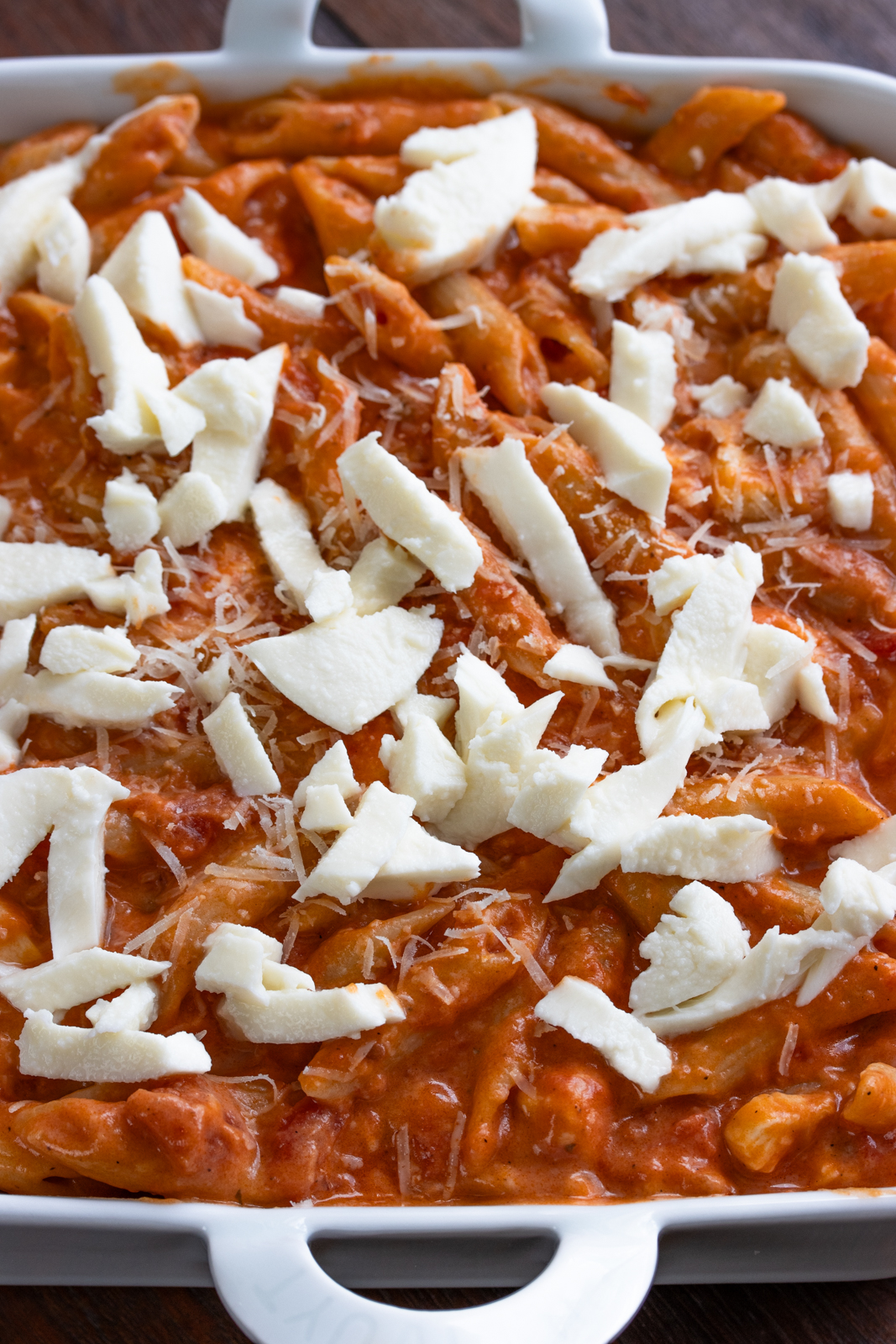 baked pasta all ready to go into the oven to be baked