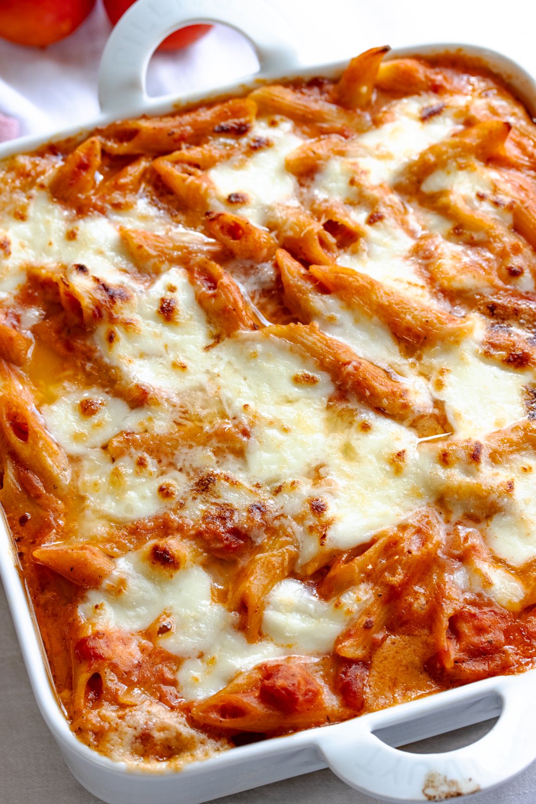 baked pasta out of the oven
