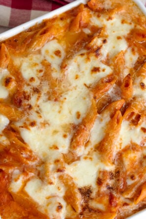baked pasta our of the oven