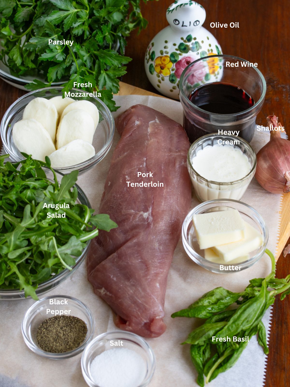 ingredients needed to create your tenderloin dinner with sauce.