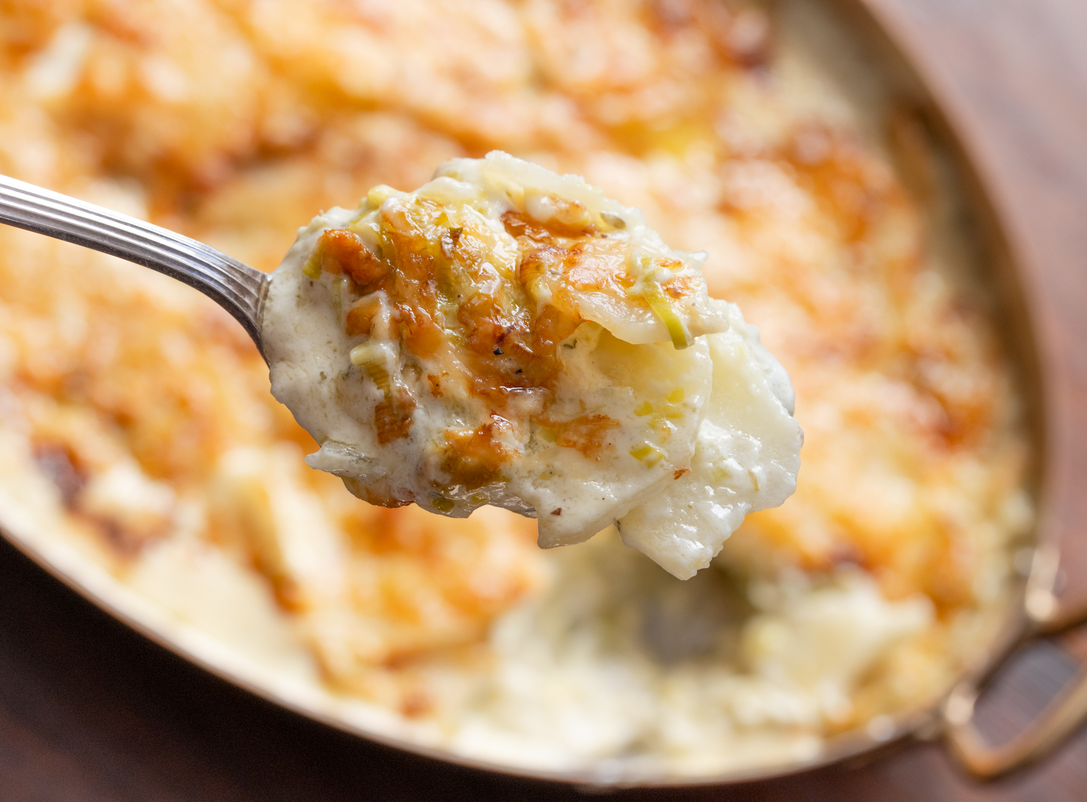 sponnful of potato and leek gratin