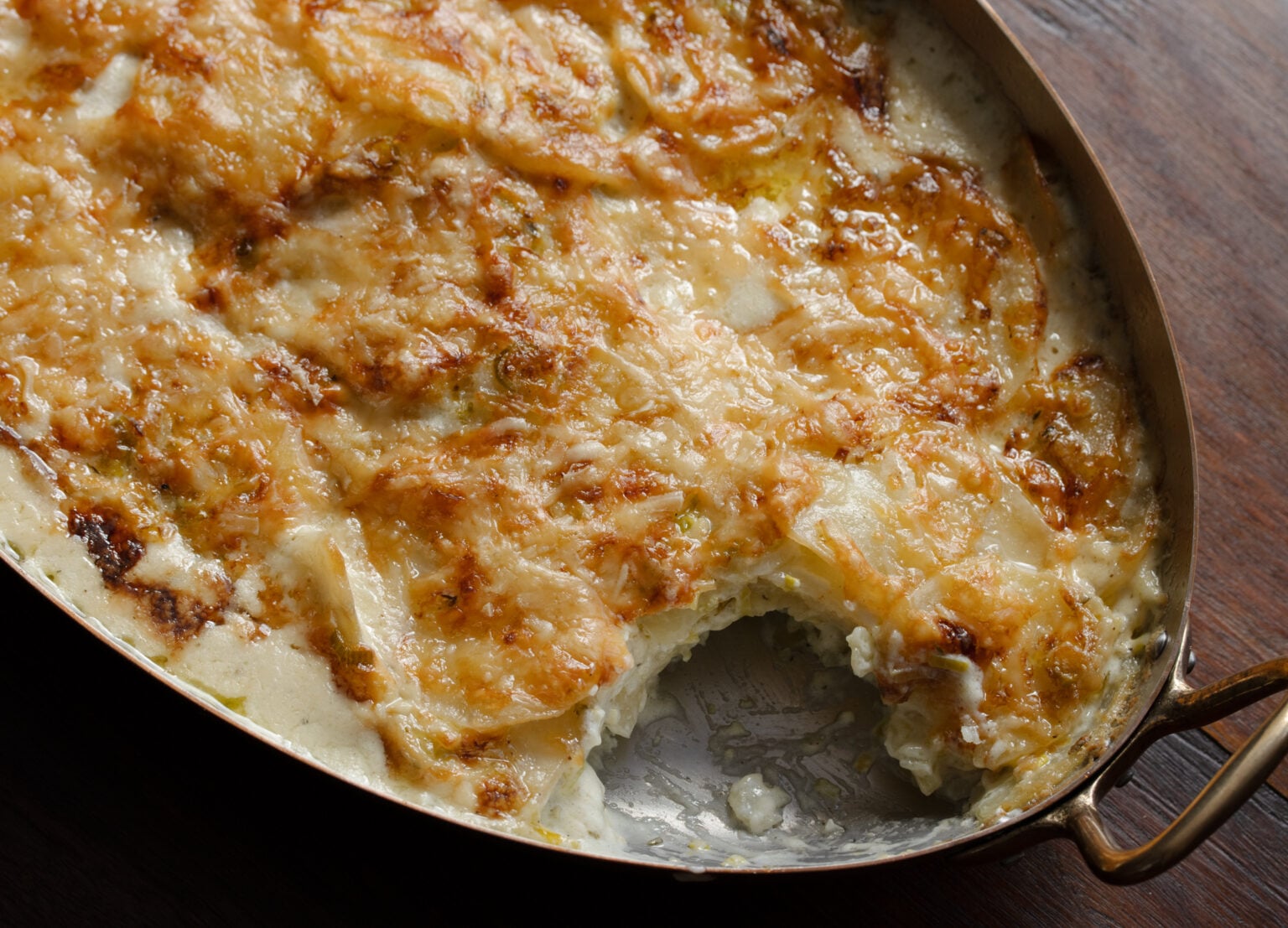 gratin with a serving already enjoyed
