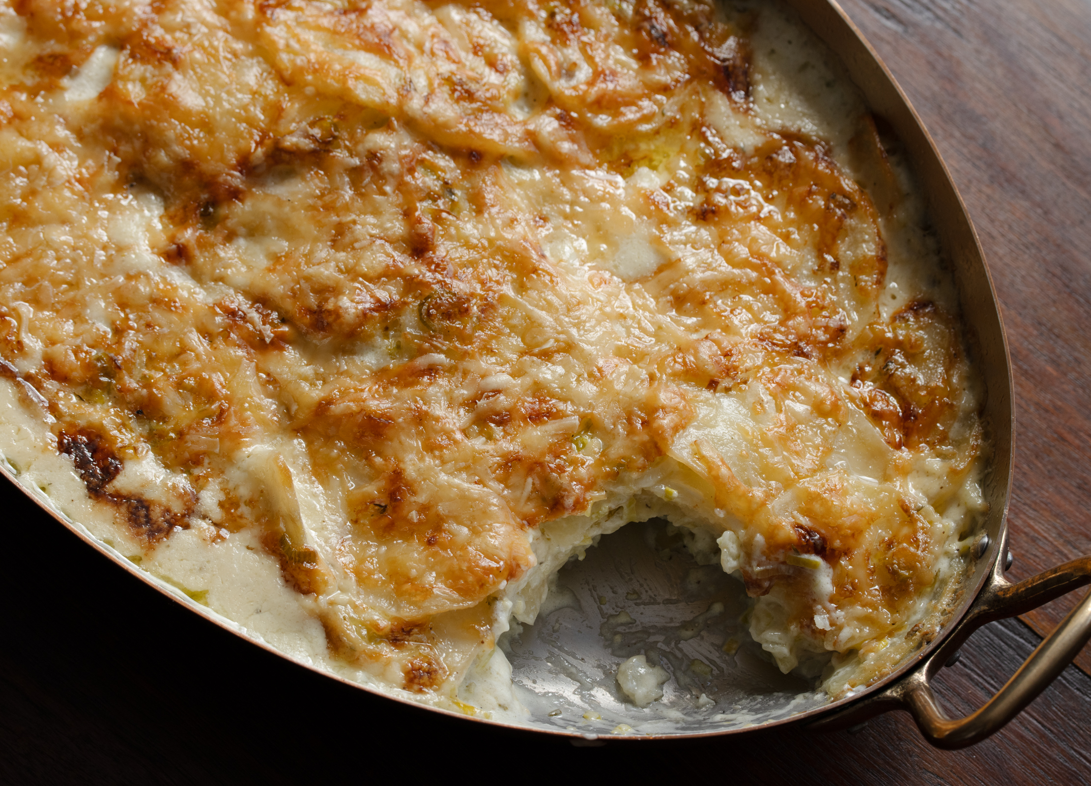 gratin with a serving already enjoyed