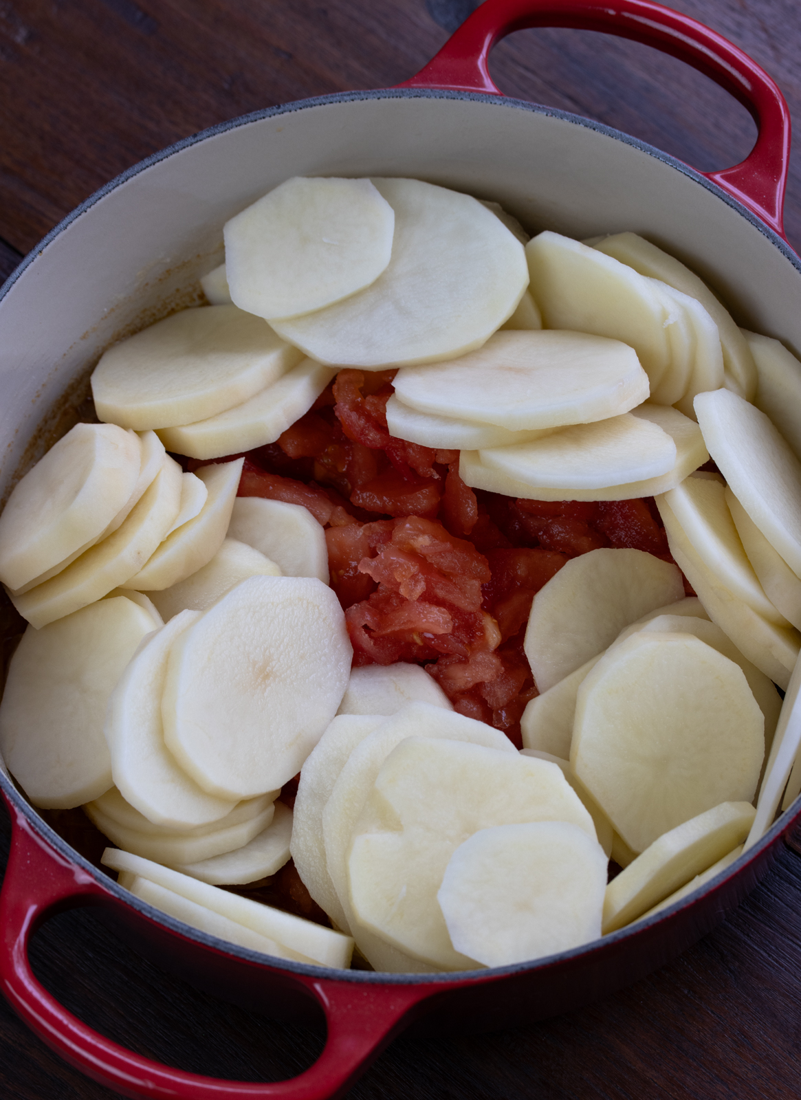 potatoes with the onions and tomaotes