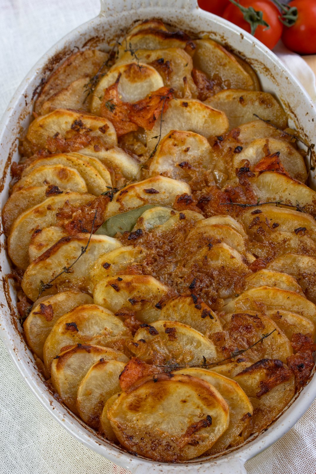 spicy potatoes out of the oven