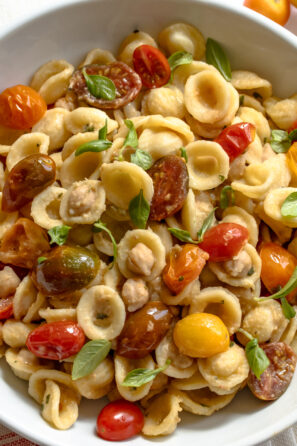 Orecchiette pasta, Chickpeas, and Cherry Tomatoes