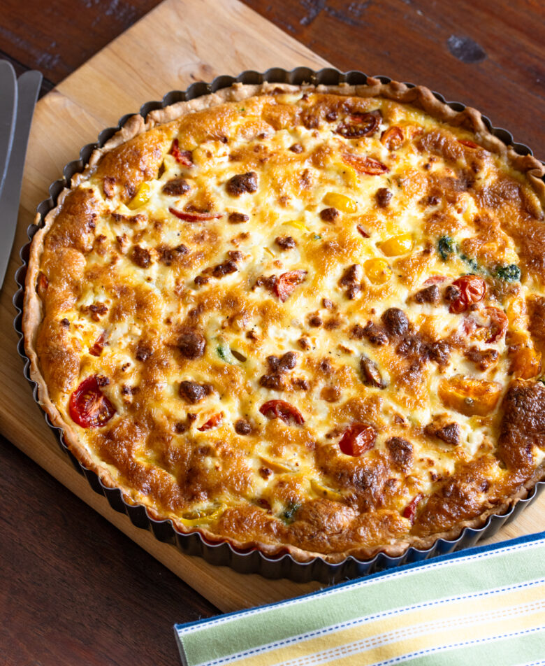 quiche out of the oven