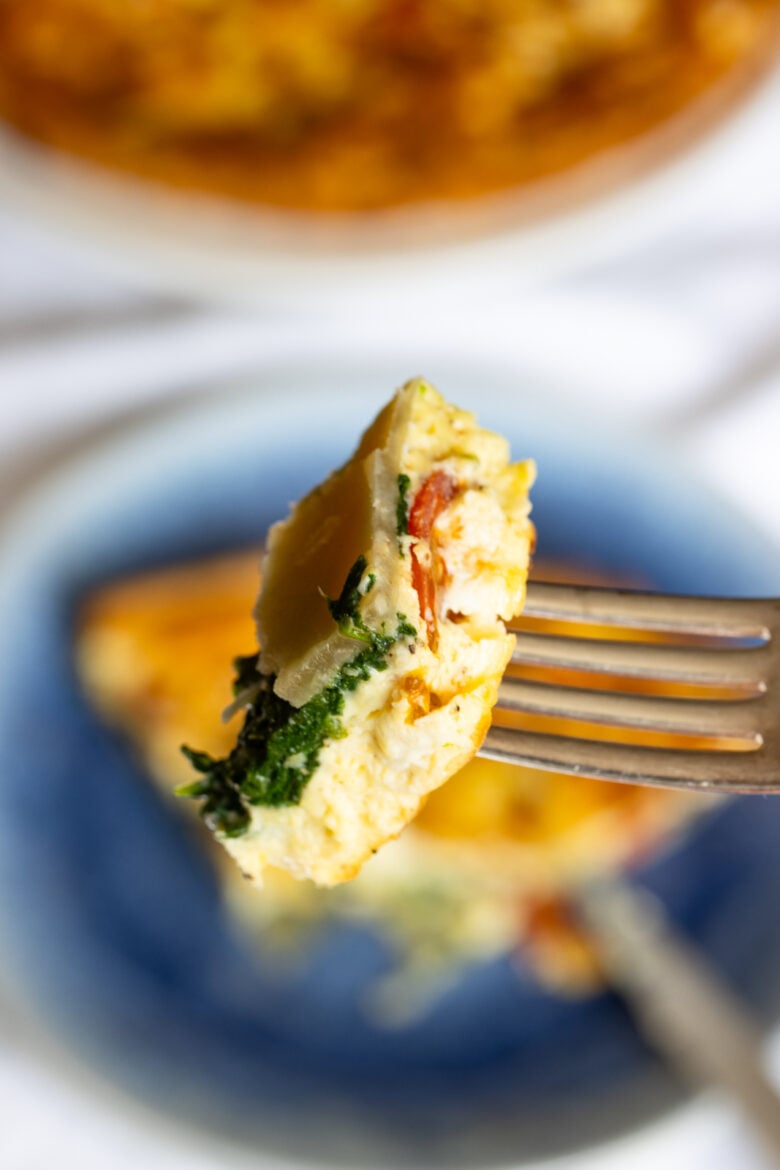 a bite of the quiche