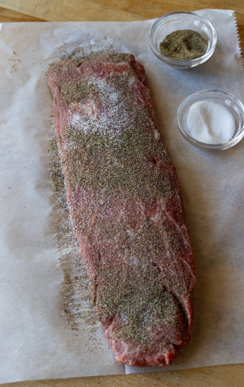 well seasoned with salt adn pepper your flat iron steak