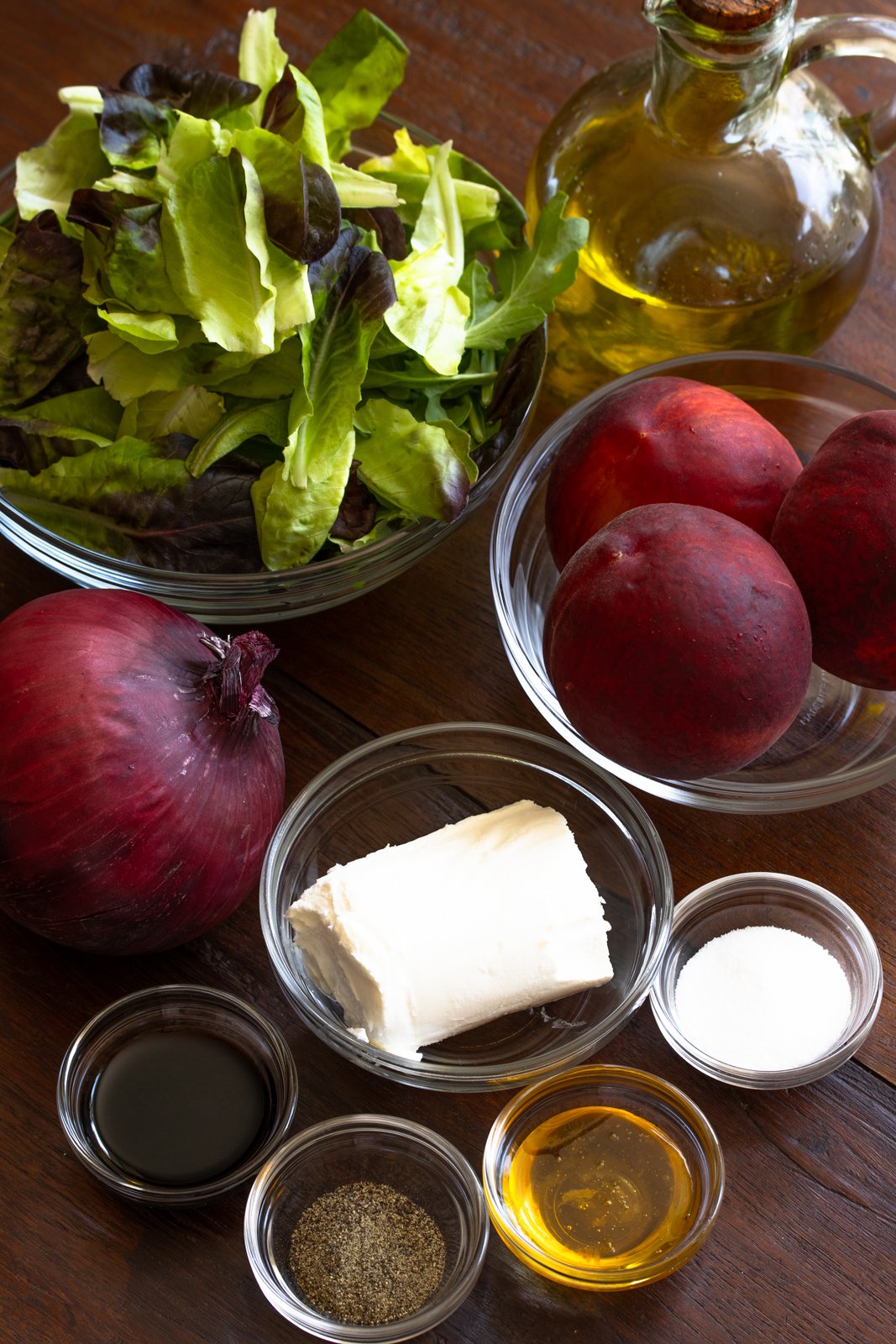 ingredients for grilled peach salad