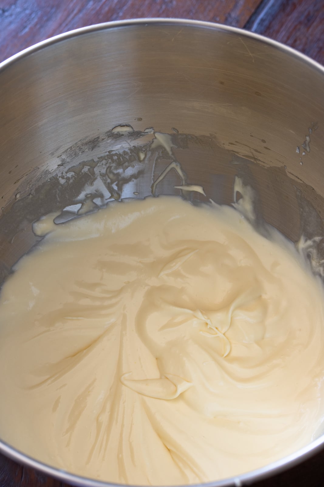 Mascarpone cheese with vanilla extract combined by the help of a beater.