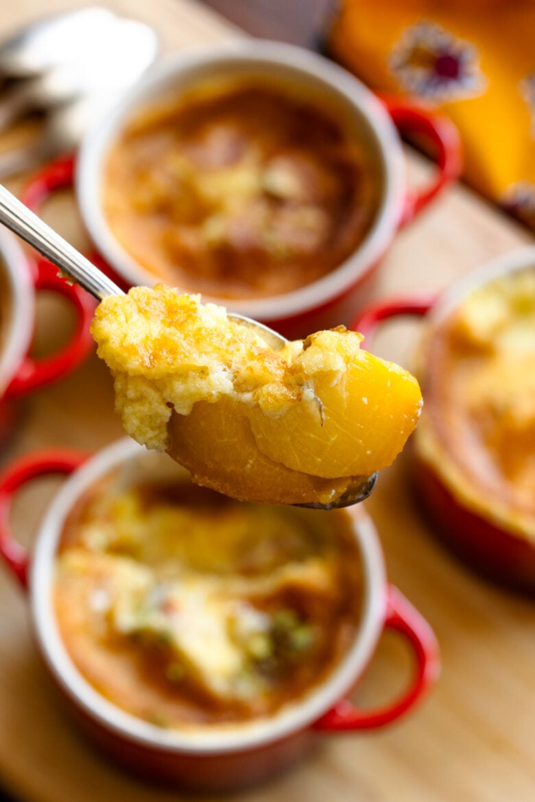 spoonful of peach gratin