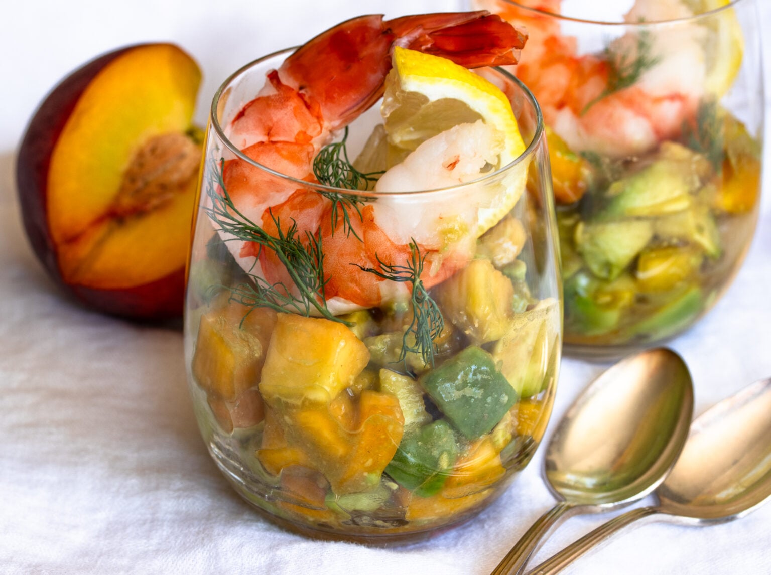 sweet and sour prawns in a glass