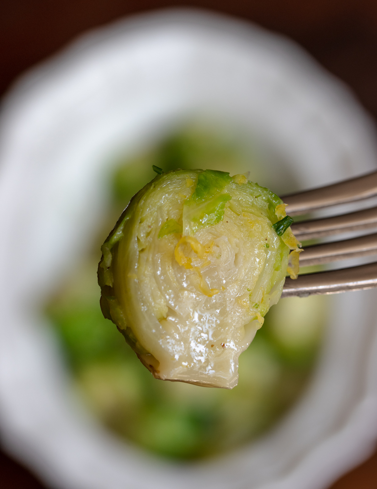 Close up for our half Brussels sprout