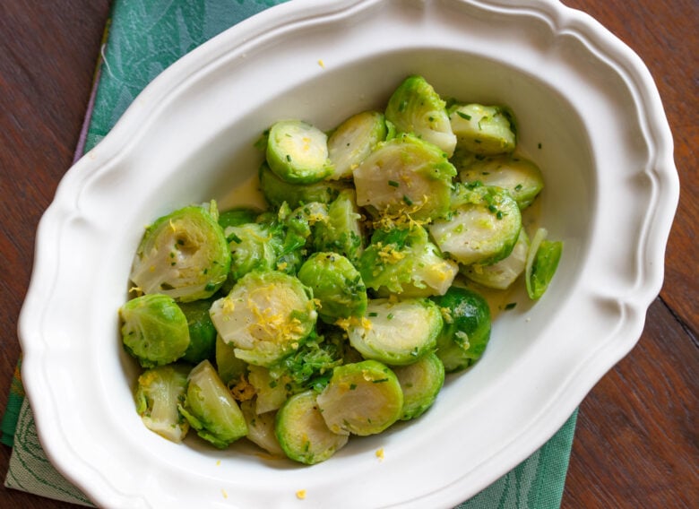 All ready to enjoy Brussels sprouts with lemon