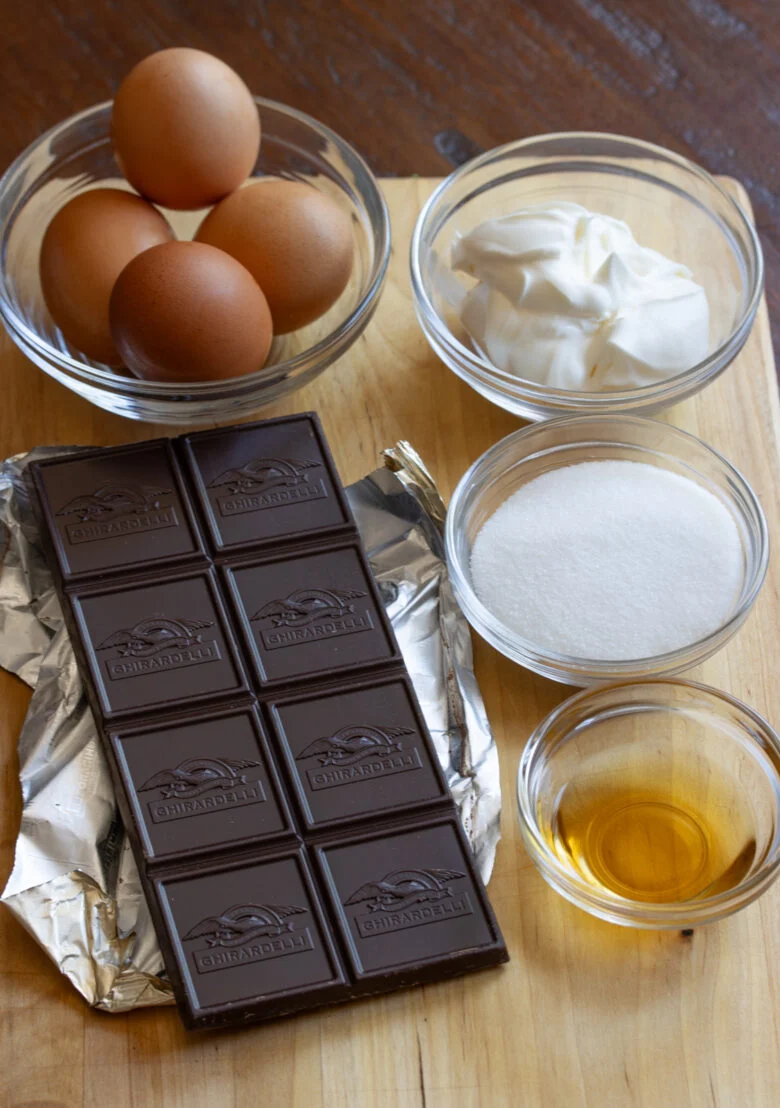 Ingredients used to create the chocolate mousse.