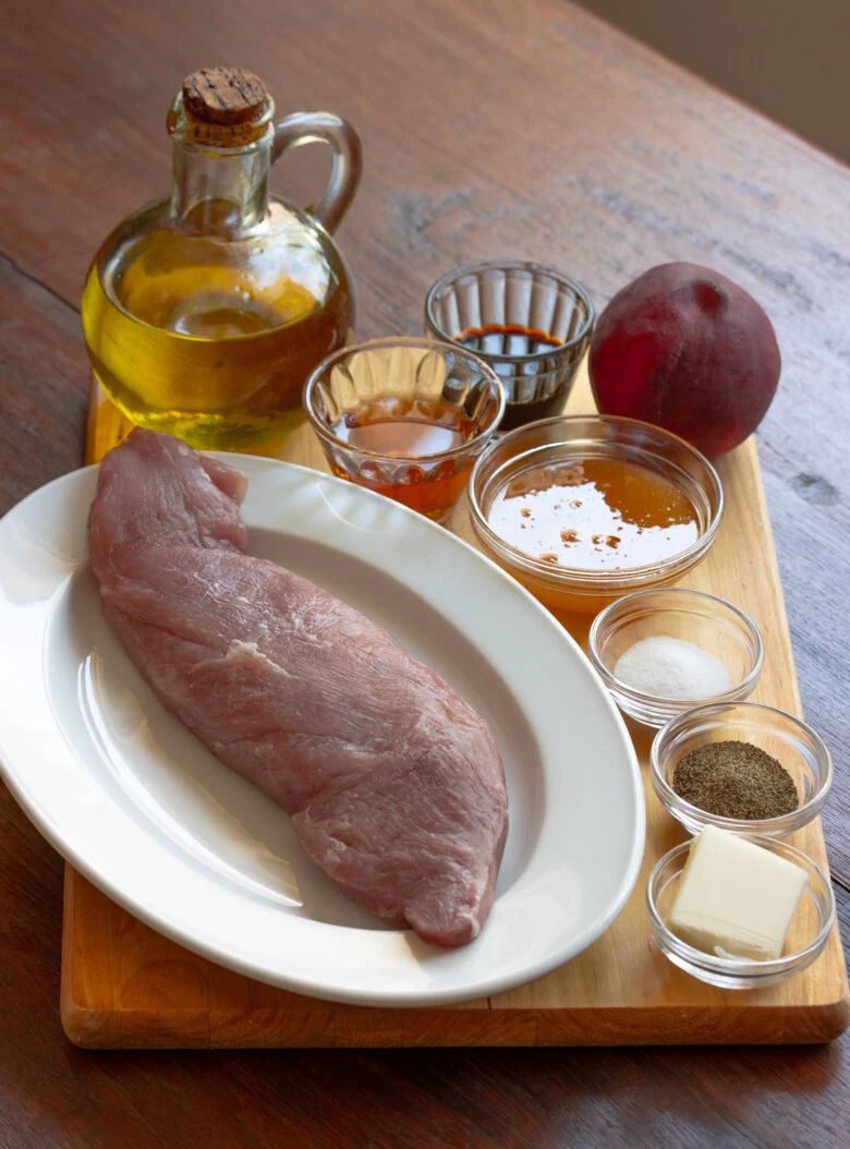Ingredients needed to make the glazed pork tenderloin. 