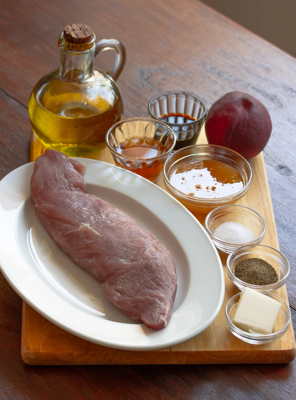 Ingredients needed to make the glazed pork tenderloin.