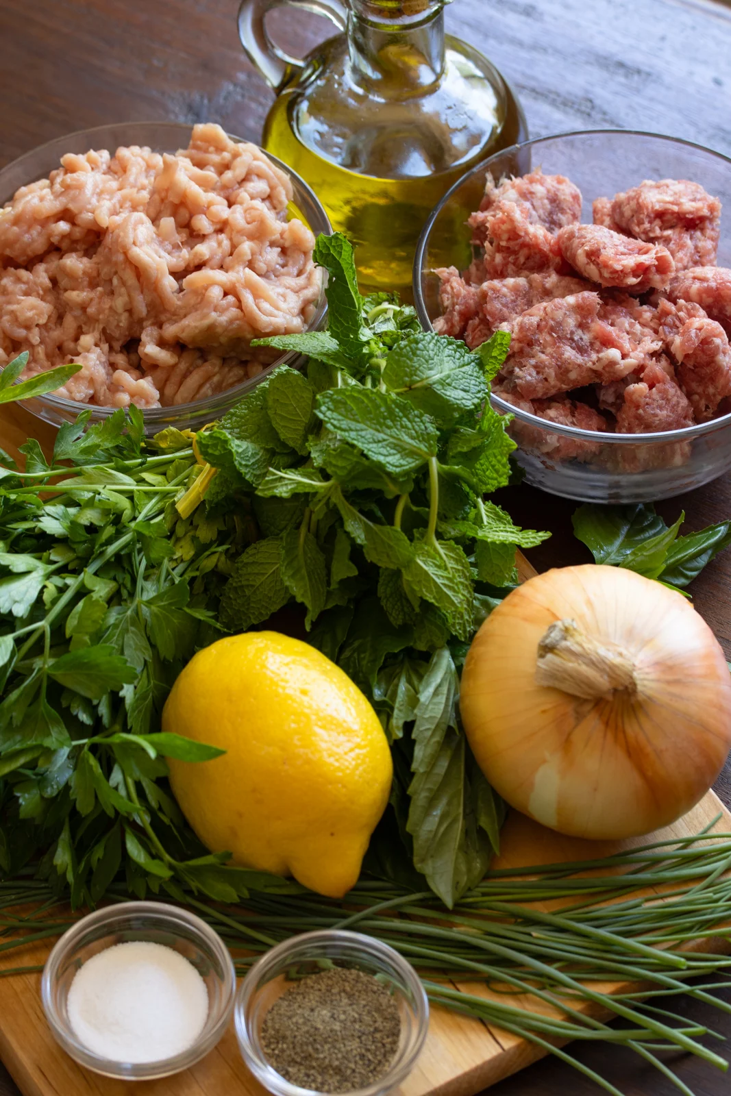 Ingredients needed to create your chicken meatballs. 