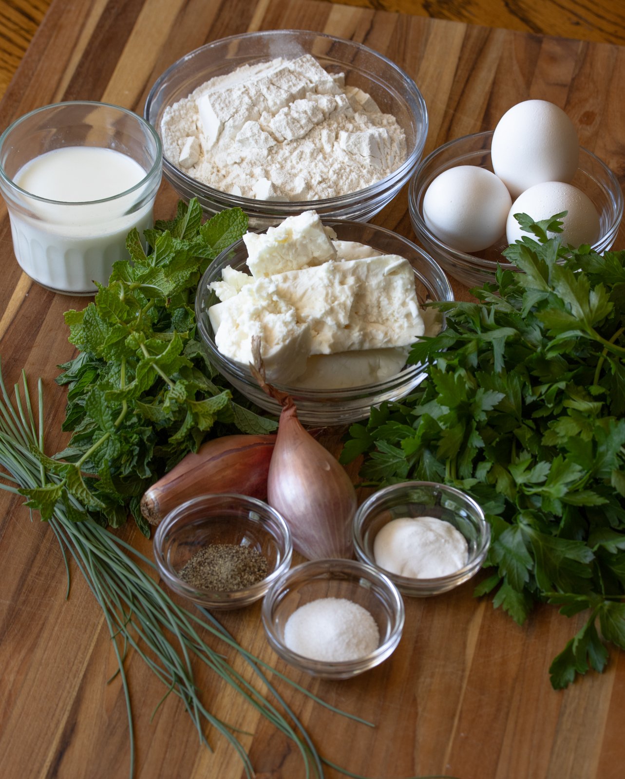 Ingredients needed to make your herb bread.