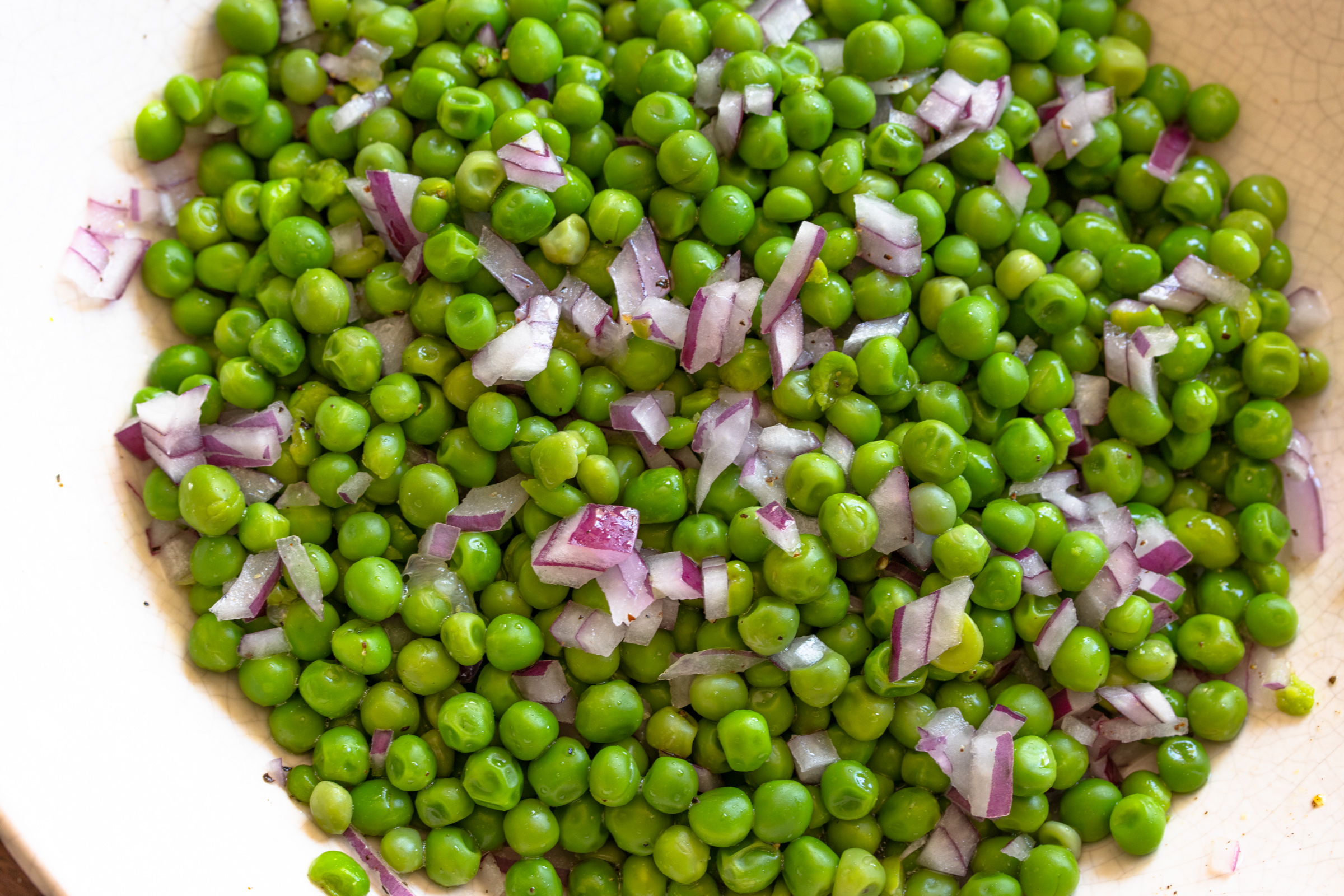 Pea salad close up